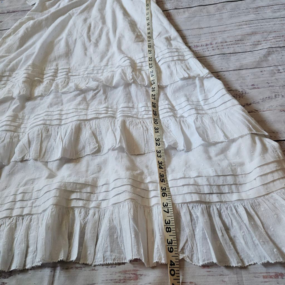 Cleobella Zane White Tiered Swiss Dot Tie Sleeve Midi Dress Womens Medium - Picture 6 of 6